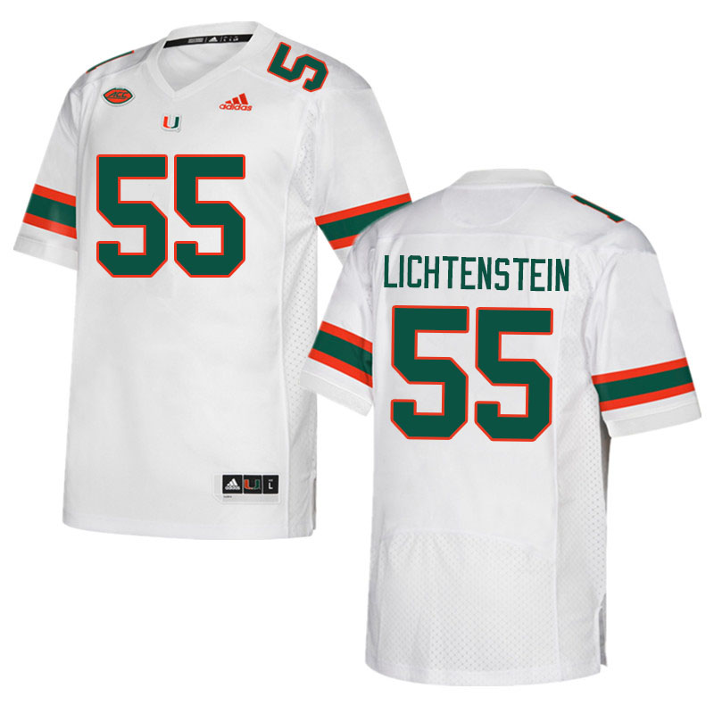 Men #55 Jacob Lichtenstein Miami Hurricanes College Football Jerseys Sale-White